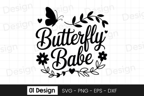 Butterfly Babe Typography SVG PNG for Graphics and Crafts