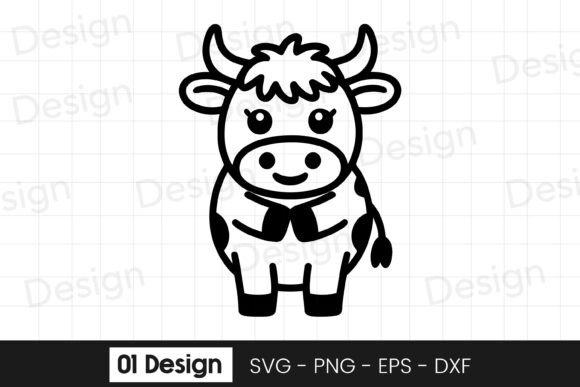 Cute Baby Cow Standing Cartoon SVG PNG Graphics & Crafts