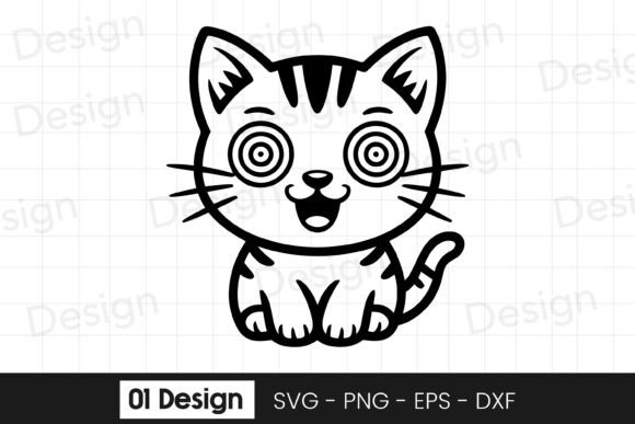 Cute Kitten Cartoon Line Art SVG PNG for Graphics and Crafts