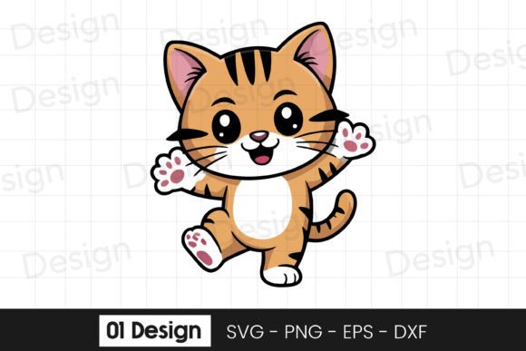 Cute Kitten Jumping Cartoon Design SVG Review