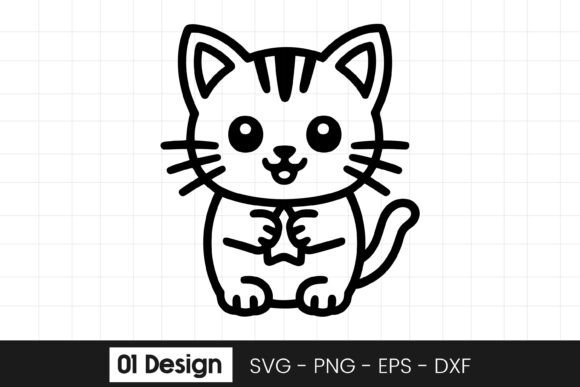 Cute Sitting Kitten Cartoon Design SVG for Crafts & Graphics