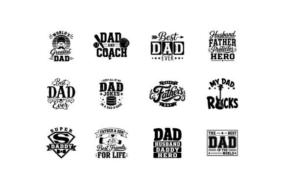 Dad Quote Typography Design Bundle for Crafts and Graphics
