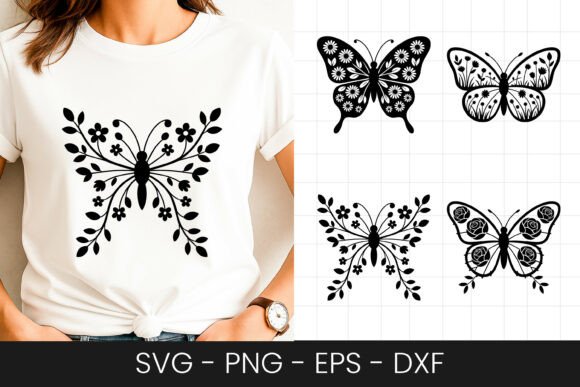 Floral Butterfly Artistic Design SVG PNG for Graphics and Crafts