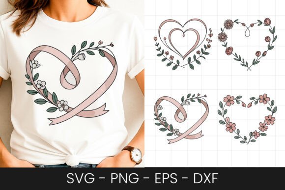 Romantic Ribbon Heart Love Design SVG for Crafts and Graphics