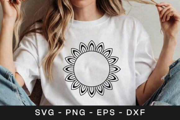 Sunflower Outline Mandala Floral SVG PNG for Graphics and Crafts