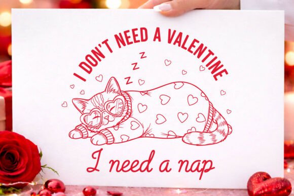 Valentine s Nap Cat SVG with Heart Love Graphics and Crafts Review